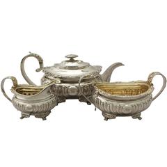 Antique George III, Regency Style Sterling Silver Three-Piece Tea Service