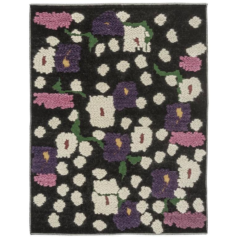 Wool Flower Rug For Sale at 1stdibs