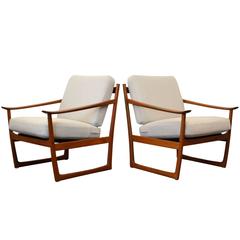 Peter Hvidt & Orla Mølgaard-Nielsen Fd-130 Teak Lounge Chairs, Set of Two