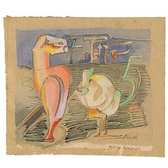 Hannah Höch, 'Pat u Patachon', Watercolor with Ink on Paper, 1920s