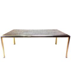 Mid-Century Slate and Chrome Coffee Table