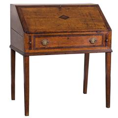 Antique English George III Period Oak Slant Front Desk, circa 1760
