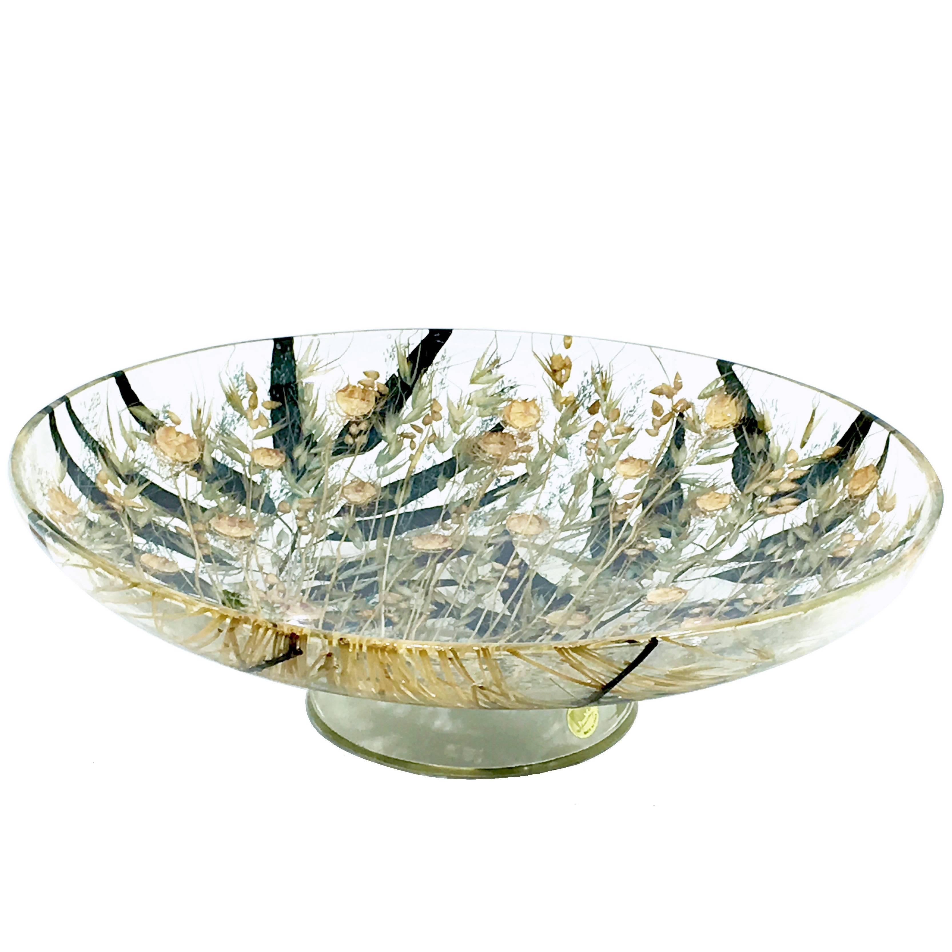 Decorative Plexiglass Bowl or Basket with Wheat Inclusions For Sale