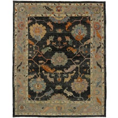 New Colorful Contemporary Turkish Oushak Rug with Modern Hollywood Regency Style