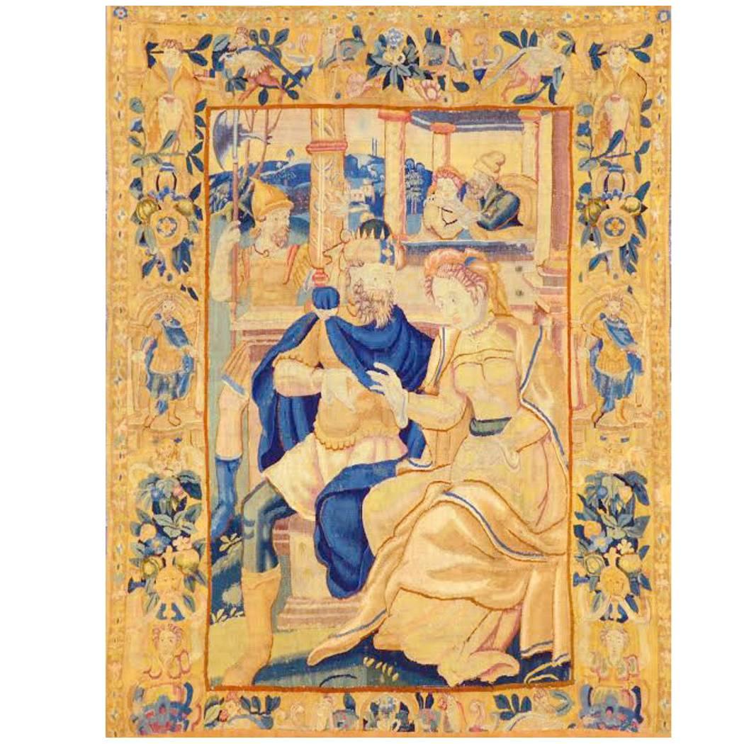 Flandres Antique Tapestry, 16th Century For Sale