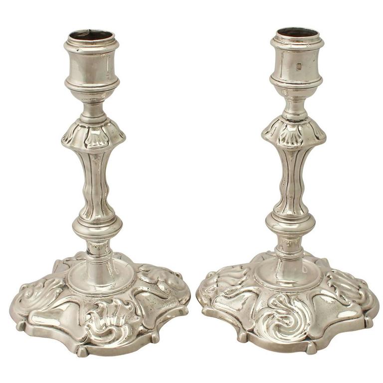 Antique II Pair of Sterling Silver Candlesticks For Sale at 1stdibs