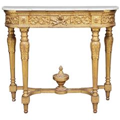 19th Century Gilt and Marble-Top Consul Table