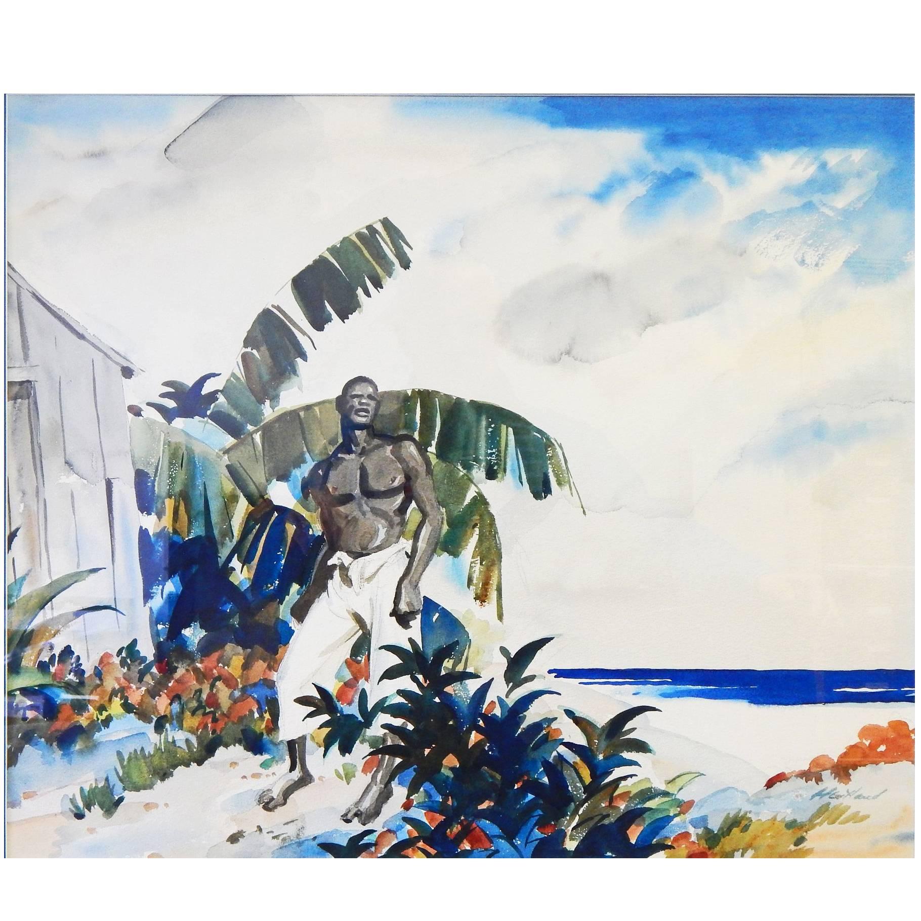 "Gathering Storm, Dominican Republic, " Large, Color-Saturated Painting, 1930s