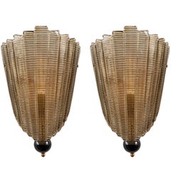 Pair of Textured Murano Glass Wall Sconces
