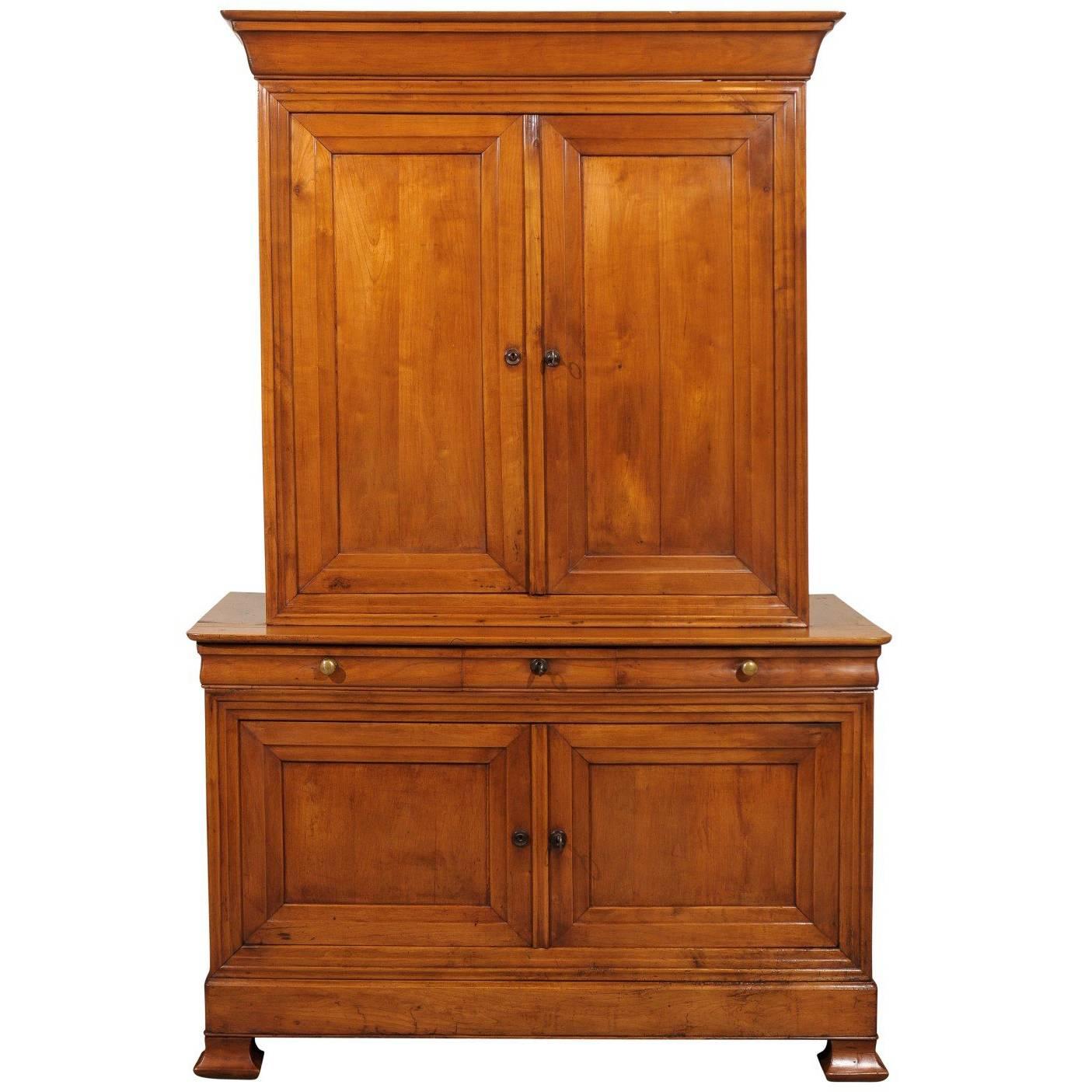 Period Louis Philippe Buffet Deux Corps in Cherry, circa 1830 For Sale