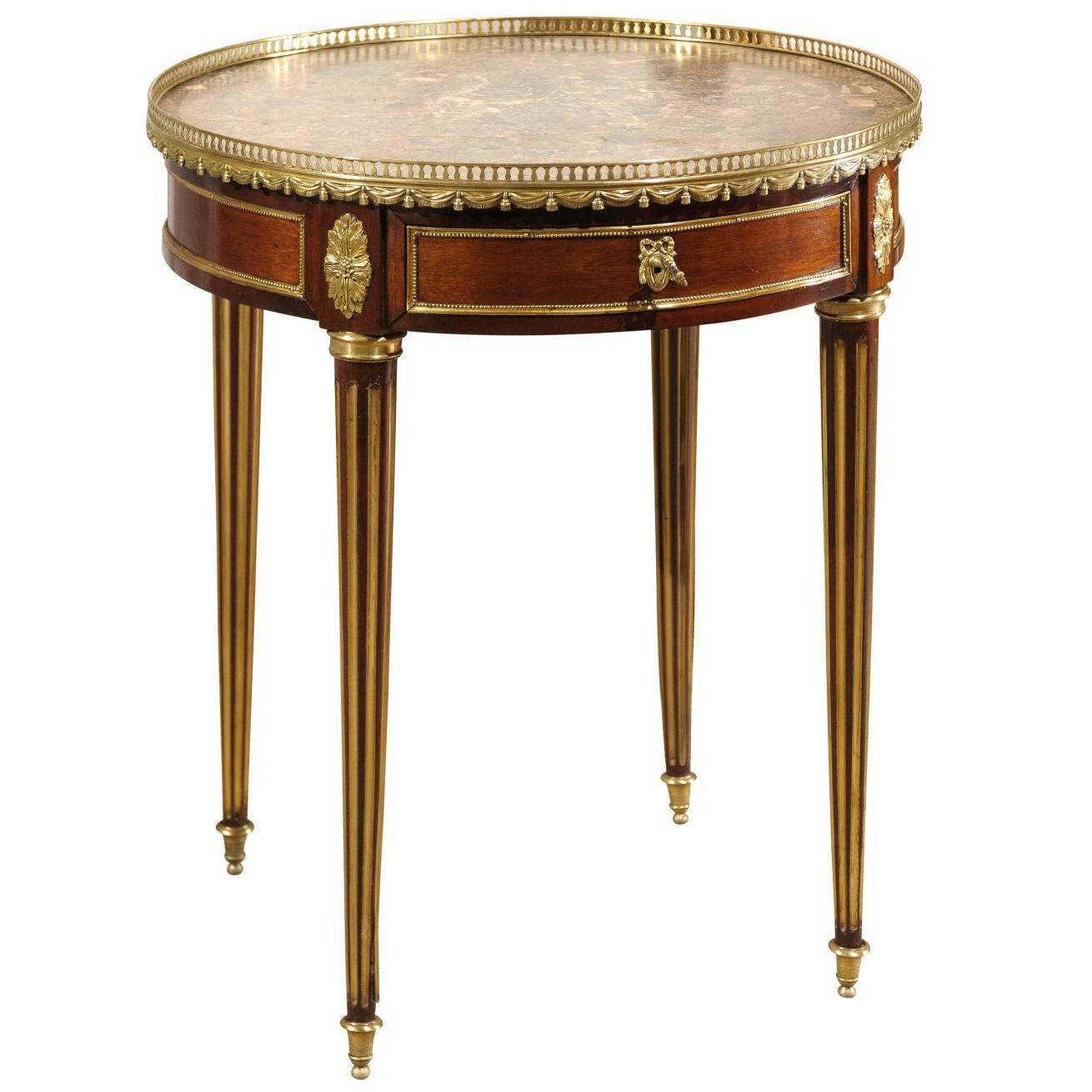 19th Century Louis XVI Style Gueridon in Mahogany with Marble Top, circa 1880 For Sale