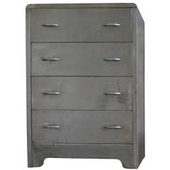 Vintage Polished Steel Chest of Drawers in the Style of Norman Bel Geddes