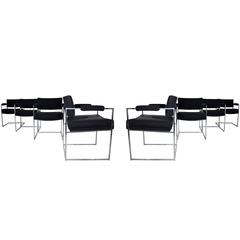 Milo Baughman Thayer Coggin Eight Chrome Cube Dining Chairs