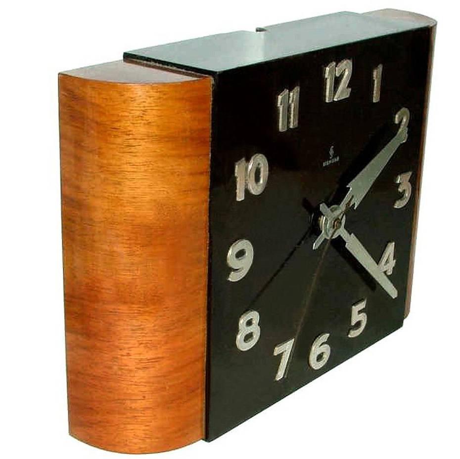 English 1930s Art Deco Wall Clock by Siemens