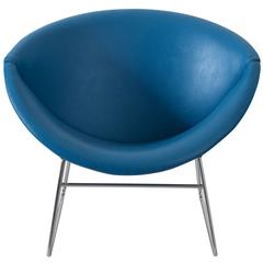 Rudolf Wolf Easy Chair in Blue Upholstery for Rohé
