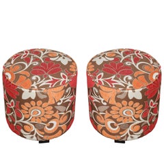 Retro Bohemian Poufs in Post Modern Velvet Upholstered Stools 1970s Style