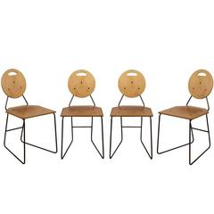 Set of Four Plywood and Iron Chairs, circa 1965 12