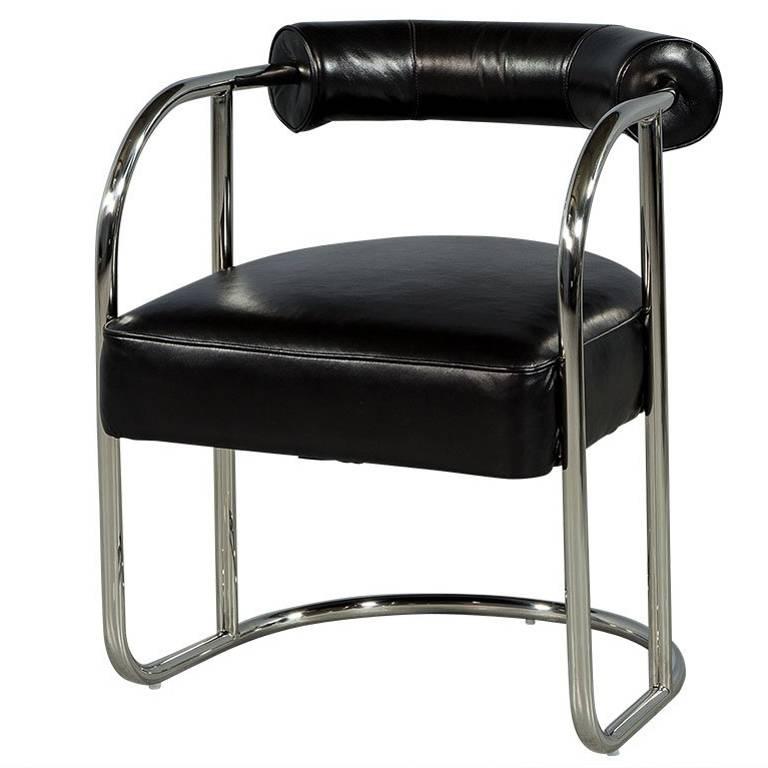 Luxurious Bauhaus Inspired Black Leather Chair
