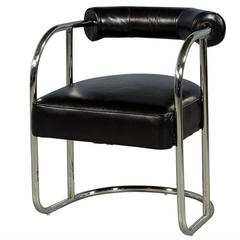 Luxurious Bauhaus Inspired Black Leather Chair 11