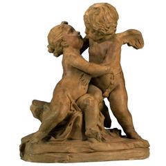Terracotta Statue the Kiss After Filippo della Valle