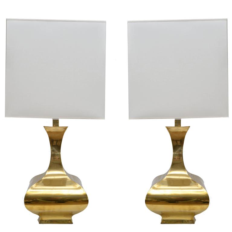 Tall Solid Brass Vessel Shape Table Lamps A Pair For At 1stdibs Stunning Pair Of Solid Brass Table Lamps In Vessel Shape Perfect Working Condition And