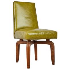 Leather and Walnut Side Chair by Maurice Bailey for Monteverdi-Young, circa 1960