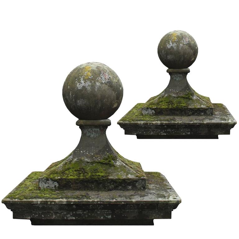 Pair of Massive 19th Century Stone Pier Caps / Gate Finials at 1stDibs