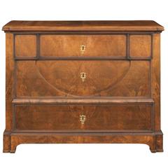 Biedermeier Austrian Mid-19th Century, Three-Drawer Chest of Walnut Color