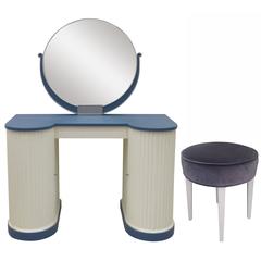 1934 Kittinger Doric Art Deco Vanity, Stool and Mirror Set