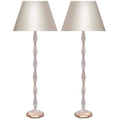 Carved Diamond Form Rock Crystal Quartz Floor Lamp 12