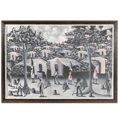 Used Haitian Village Painting