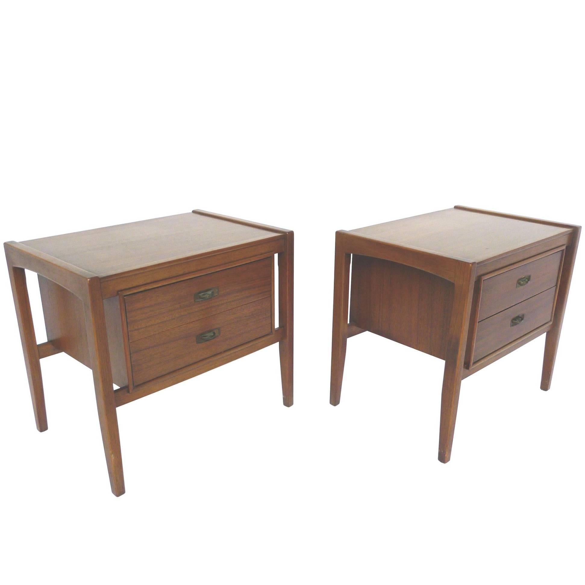 Midcentury Modern Walnut Side Tables by Drexel