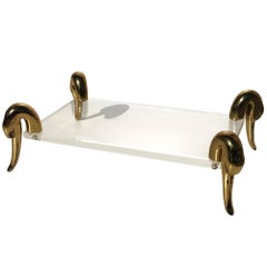 Brass and Lucite Vanity Tray