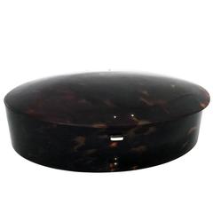 Large Art Deco Tortoiseshell Oval Box with Silver Hinges