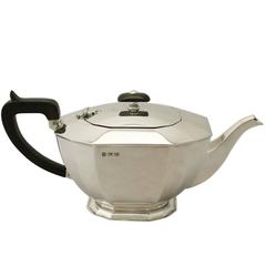 Vintage George VI, Art Deco Style Sterling Silver Teapot