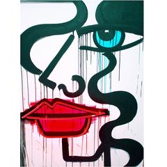 'Elegant Lady', Neon and Acrylic on Canvas by Anna Laurini