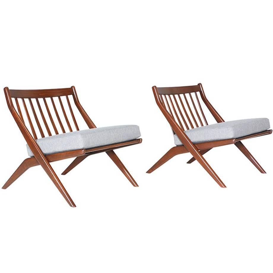 Folke Olhsson “Scissor” Lounge Chairs for Dux at 1stDibs