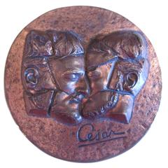 Bronze Portrait of Roger Bezombes by Cesar, Numbered and Signed