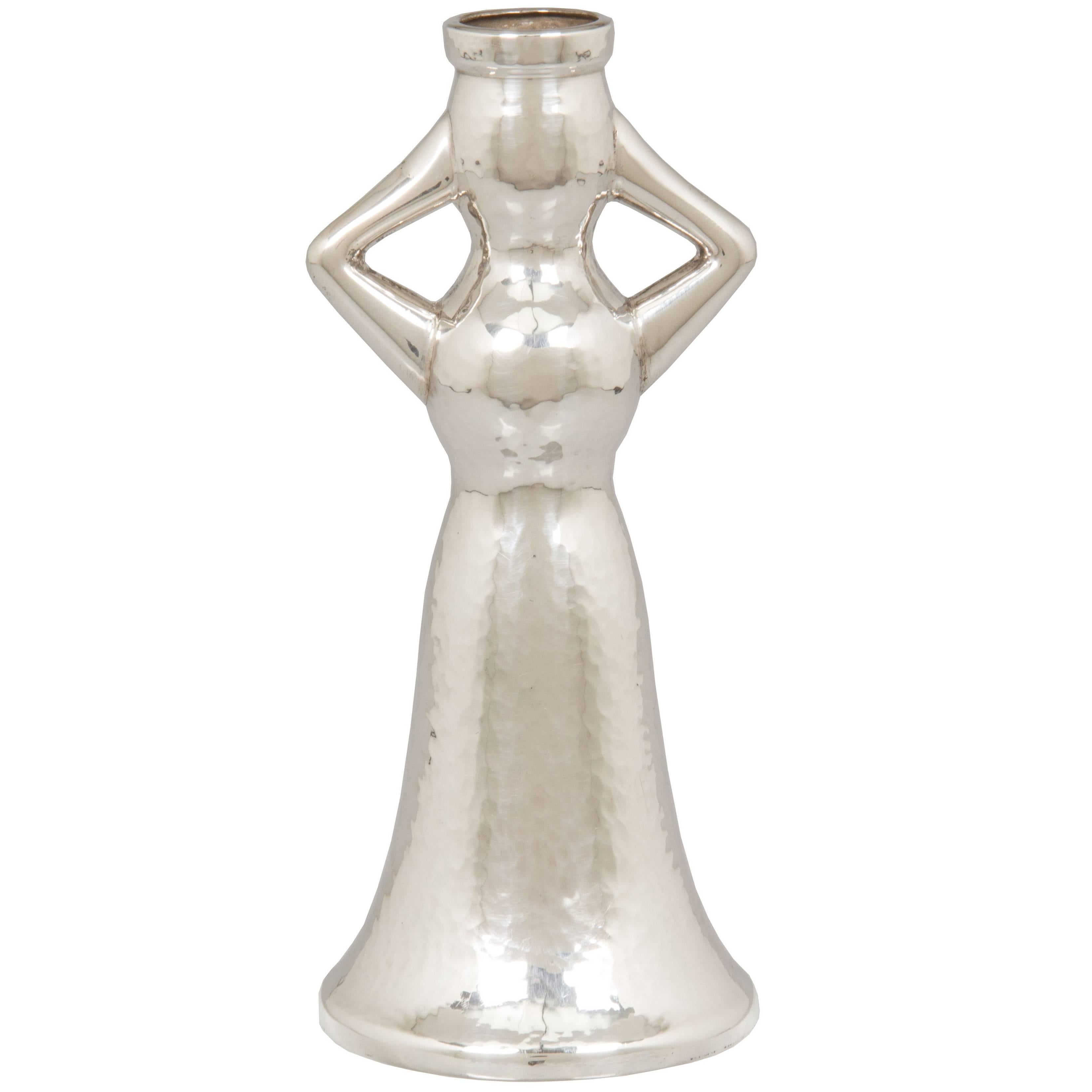 Figural Hand-Hammered Sterling Silver Lalaounis Fertility Goddess Vase For Sale