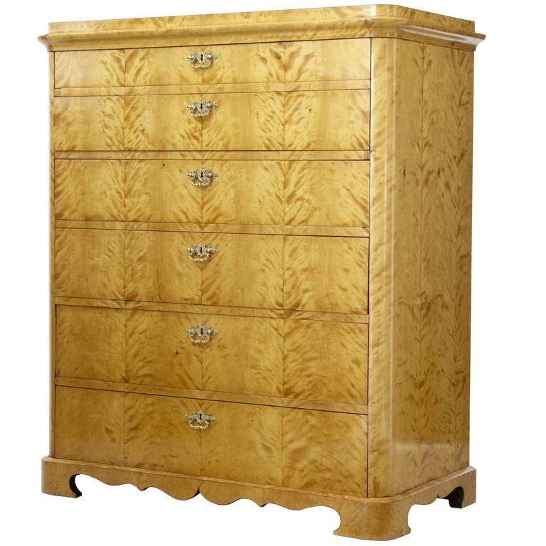 Fine Quality 19th Century Birch Tallboy Chest Of Drawers For Sale