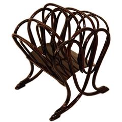 Thonet Magazine Rack Stand Beechwood Mahogany Stained Model 11801, circa 1904 12