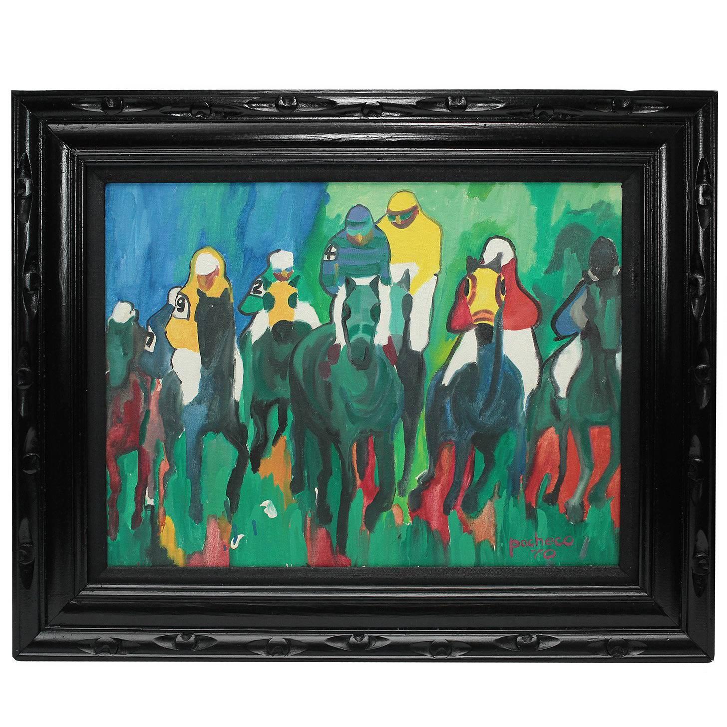 Vintage "Horse Race", Pacheco Painting