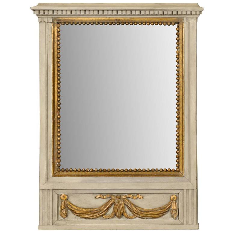 Large Size Deep Green And Teal Colored Malachite Wall Mirror With French Mirror In Small Size With Antiqued Glass And Gold Swag Motif On Beige