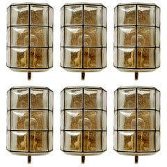 German Vintage Blown Bubble Glass Sconces Wall Lights 1960s