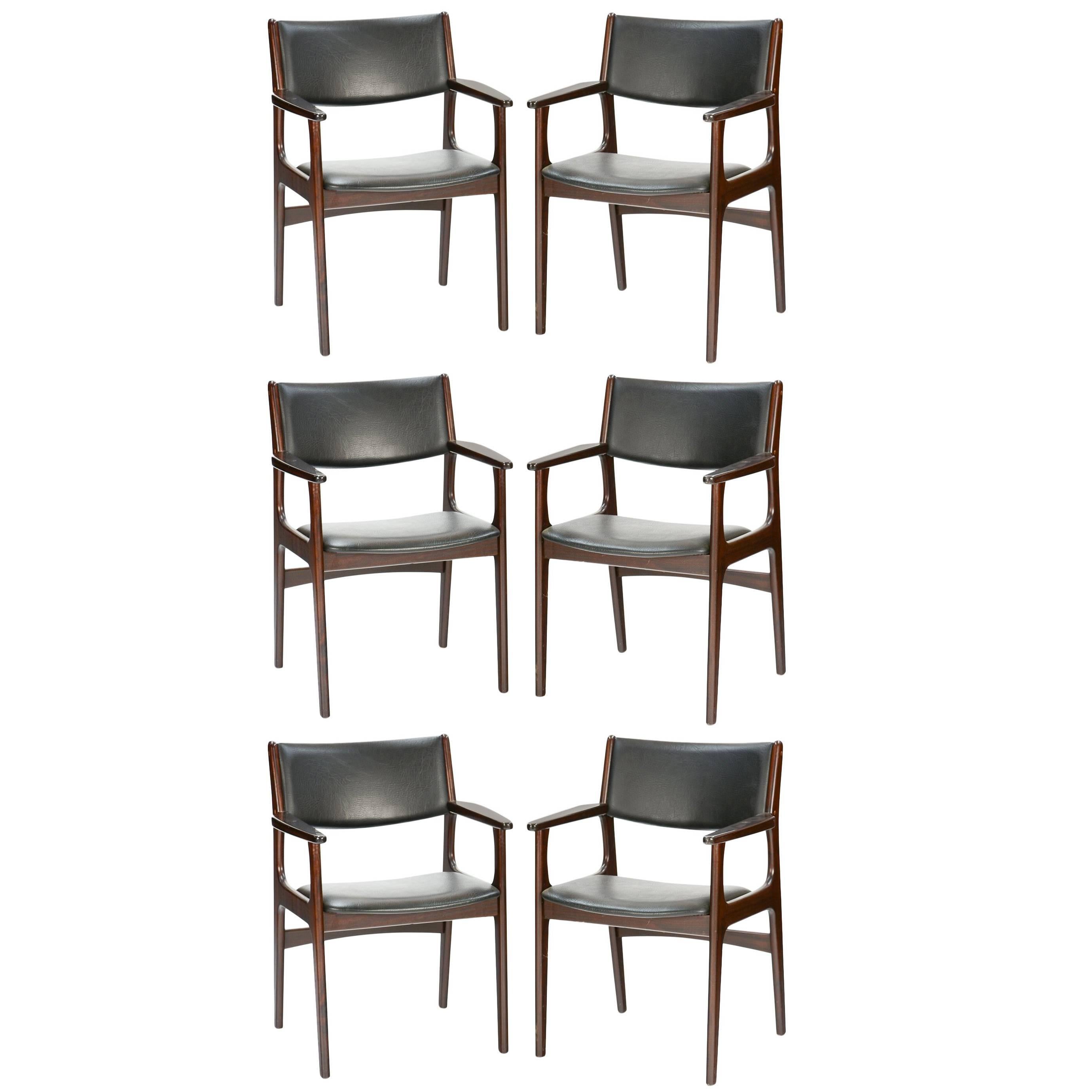  A Set of 6 Armchairs by Rosewood Designer Erik Buch for Orum Mobler