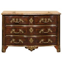 18th Century Regence Commode with Bronze Dore Hardware and Marble-Top