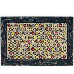 Antique Geometric Hooked Rug