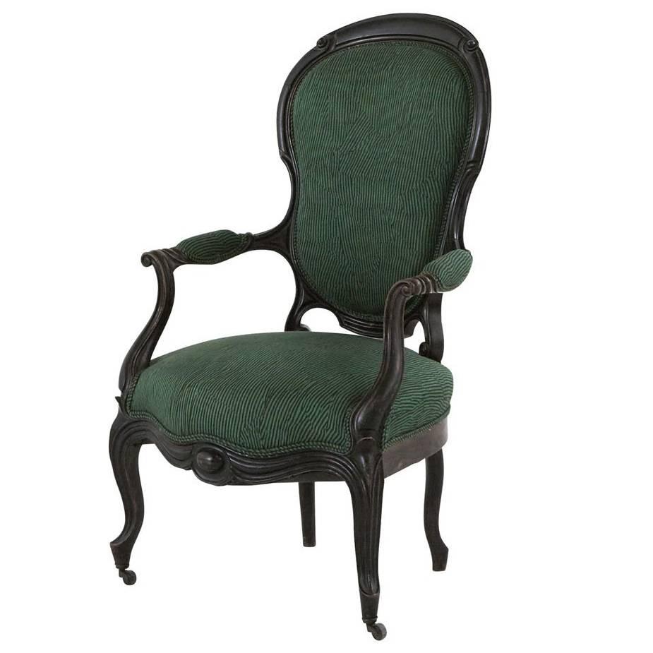 Black Armchair Re-upholstered in Kelly Wearstler Fabric
