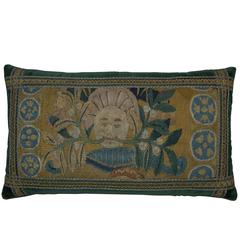 Antique Brussels Tapestry Pillow, circa 17th Century