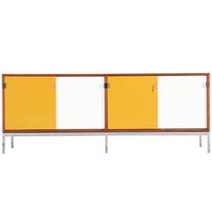 Florence Knoll Lacquered and Walnut Credenza with Chrome Base